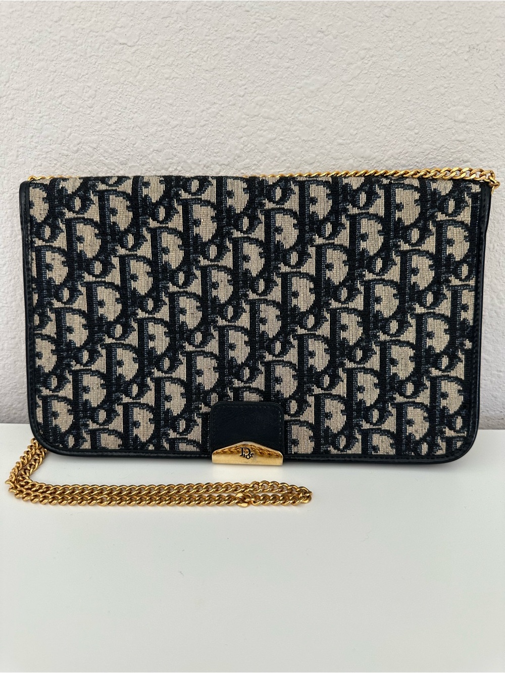 Vintage Dior Oblique Trotter Diorissimo Gold Chain Handbag